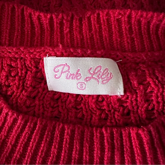 Pink Lily Red Sweater - Picture 4 of 6